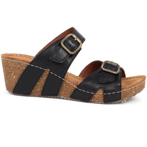 pavers Wedge Heeled Mules - Black