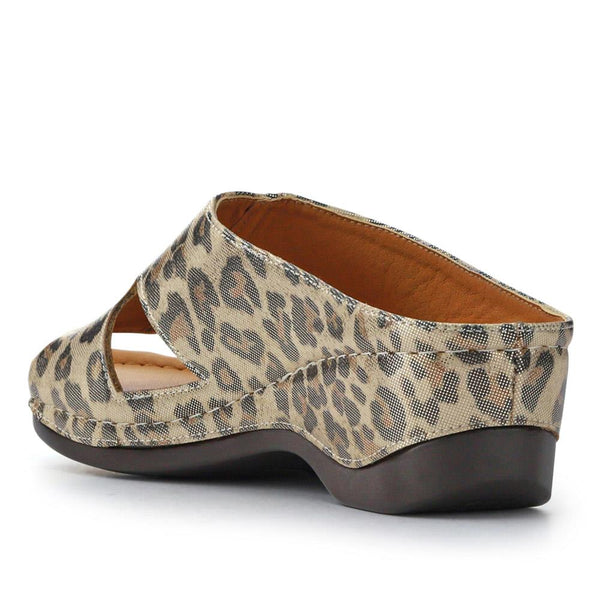Pavers Wedge-Heeled Mules - Metallic Leopard