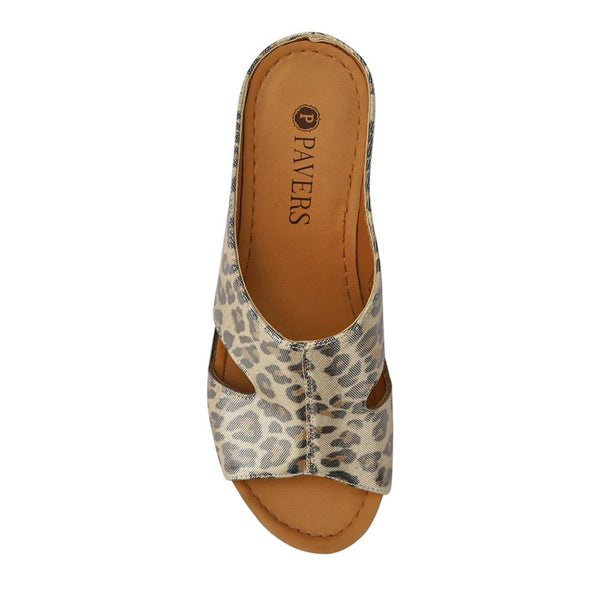 Pavers Wedge-Heeled Mules - Metallic Leopard