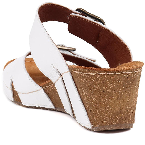 Pavers Wedge Heeled Mules - White