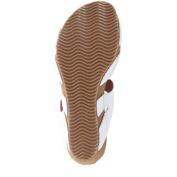 Pavers Wedge Heeled Mules - White