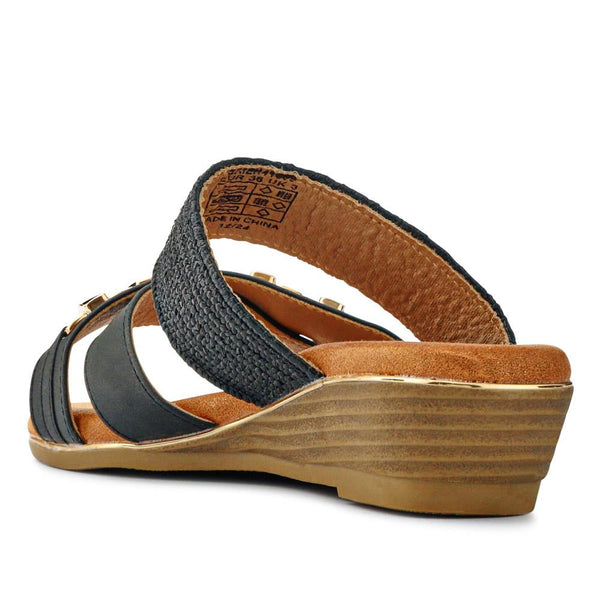 Pavers Wedge-Heeled Slip-On Mules - Black