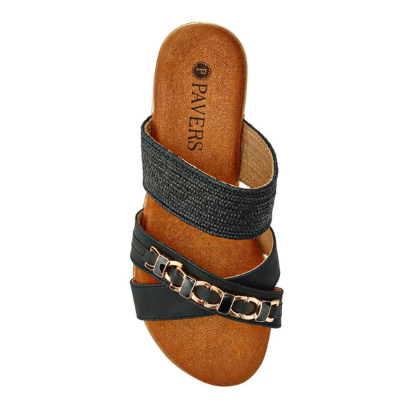 Pavers Wedge-Heeled Slip-On Mules - Black