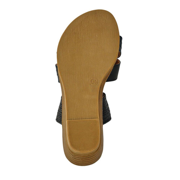 Pavers Wedge-Heeled Slip-On Mules - Black