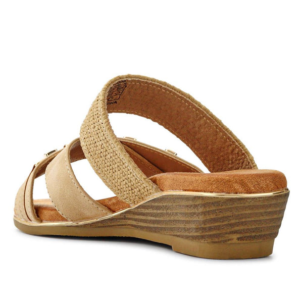 Pavers Wedge-Heeled Slip-On Mules - Gold