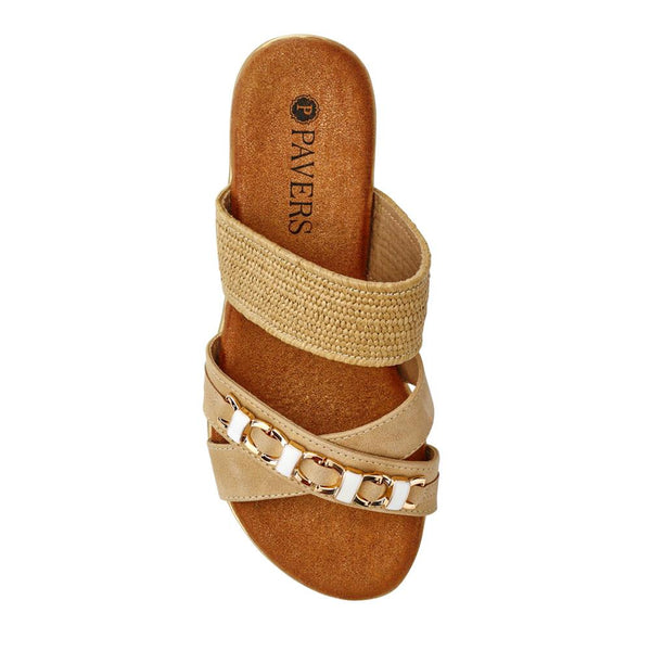 Pavers Wedge-Heeled Slip-On Mules - Gold