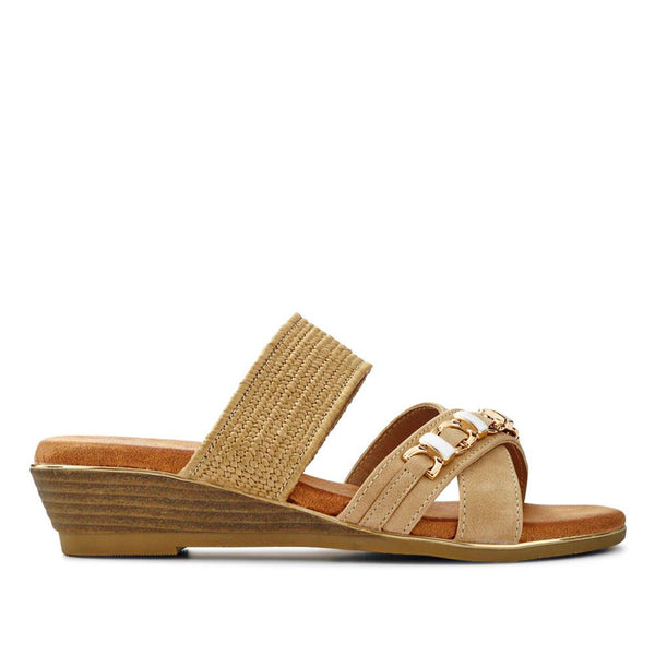 pavers Wedge-Heeled Slip-On Mules - Gold
