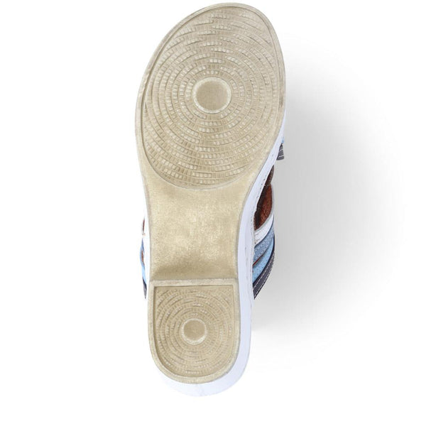 Pavers Wedge Mule Sandals - Blue Multi