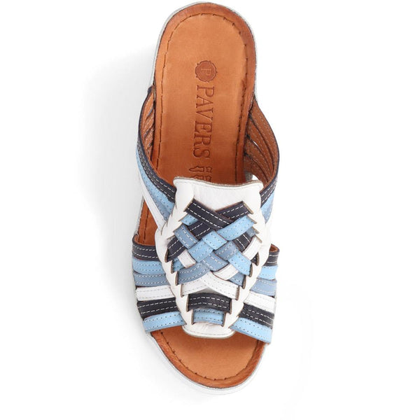 Pavers Wedge Mule Sandals - Blue Multi