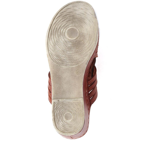 Pavers Wedge Mule Sandals - Tan