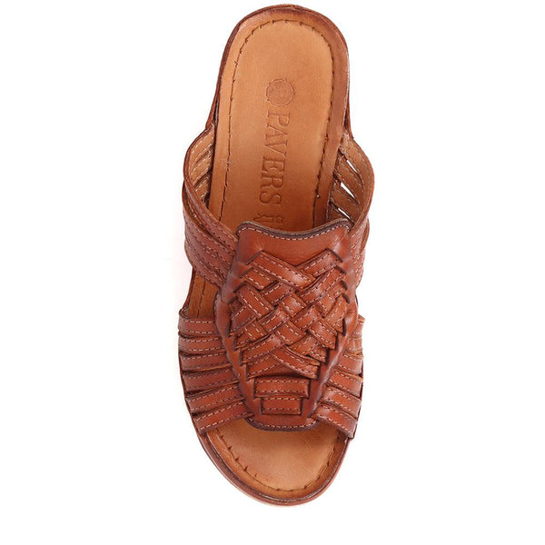 Pavers Wedge Mule Sandals - Tan