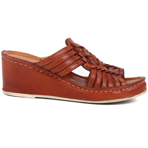 pavers Wedge Mule Sandals - Tan