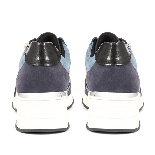 Pavers Wedge Sole Trainers - Navy