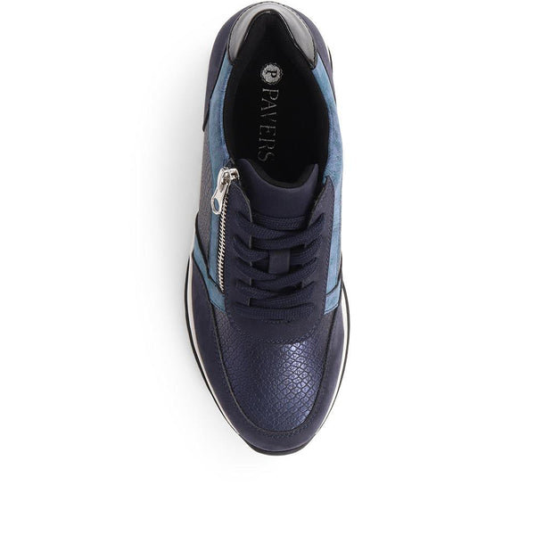 Pavers Wedge Sole Trainers - Navy
