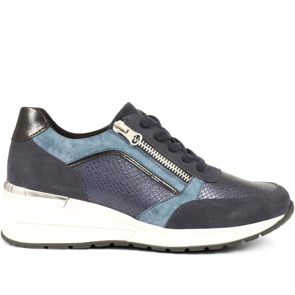pavers Wedge Sole Trainers - Navy