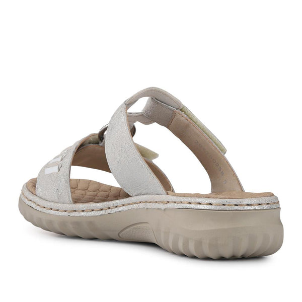 Pavers Wedge Touch-Fasten Sandals - Silver