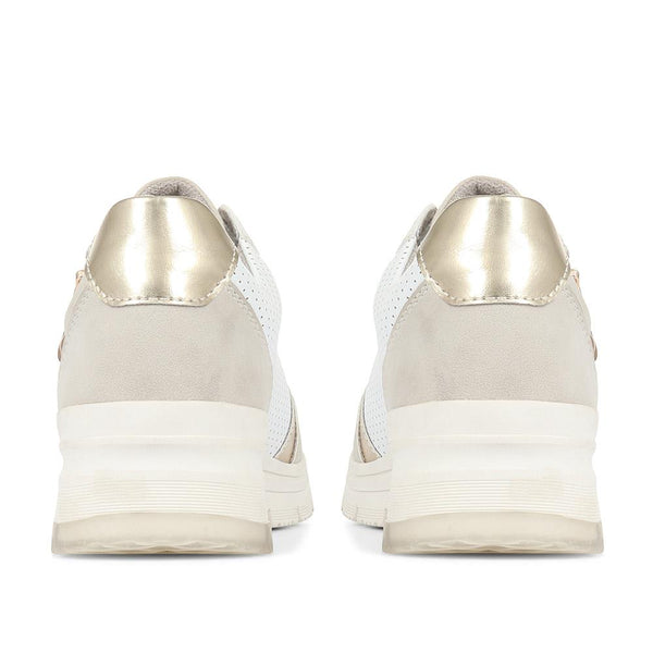 Pavers Wedge Trainers - Beige