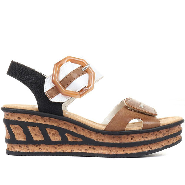 pavers Wedge Two-Tone Sandals - Brown Multi