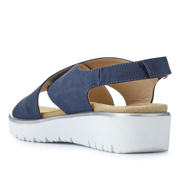 Pavers Wide Fit Adjustable Fastening Sandals - Navy