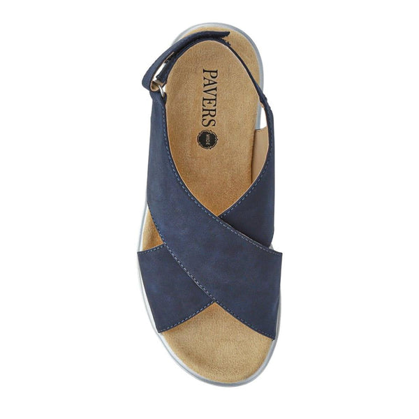 Pavers Wide Fit Adjustable Fastening Sandals - Navy