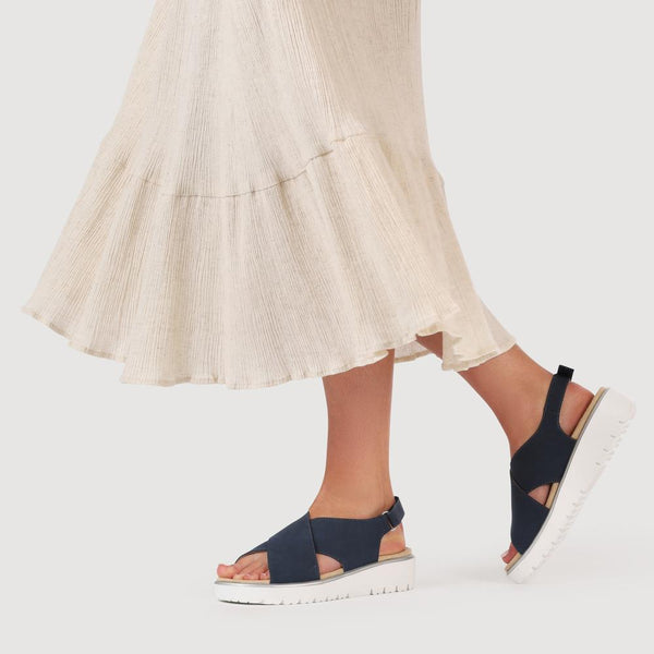 Pavers Wide Fit Adjustable Fastening Sandals - Navy