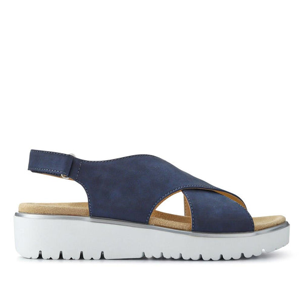 pavers Wide Fit Adjustable Fastening Sandals - Navy