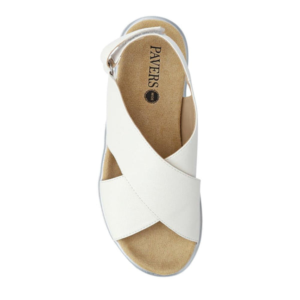 Pavers Wide Fit Adjustable Fastening Sandals - White