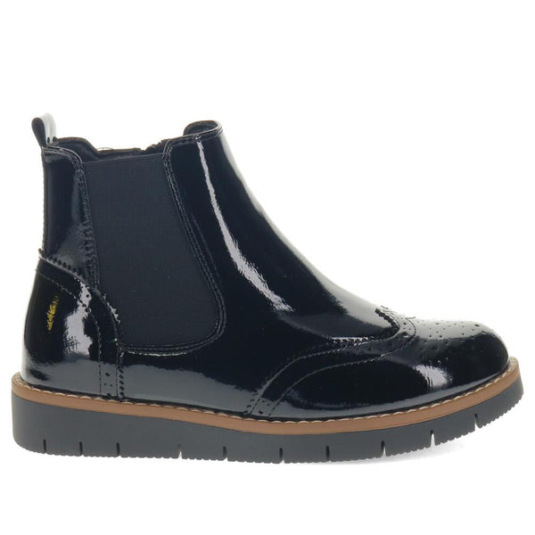 pavers Wide Fit Ankle Boots - Black Patent