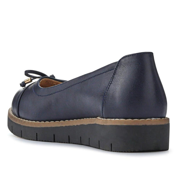 Pavers Wide Fit Bow-Detailed Chunky Pumps - Navy