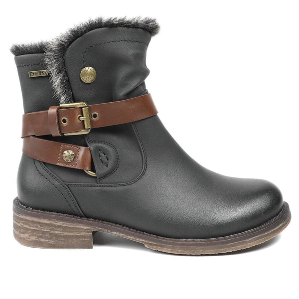 pavers Wide Fit Buckle Detailed Ankle Boots - Black