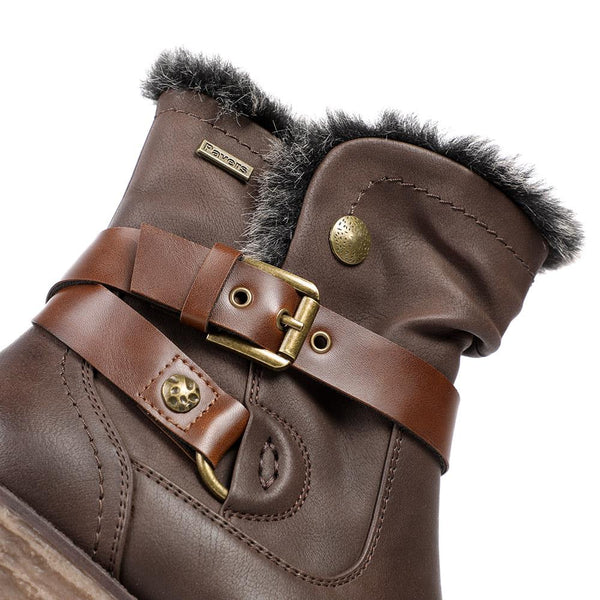 Pavers Wide Fit Buckle Detailed Ankle Boots - Brown
