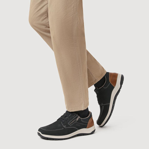 Pavers Wide-Fit Casual Leather Shoes - Navy