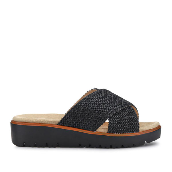 pavers Wide Fit Cushioned Mules - Black