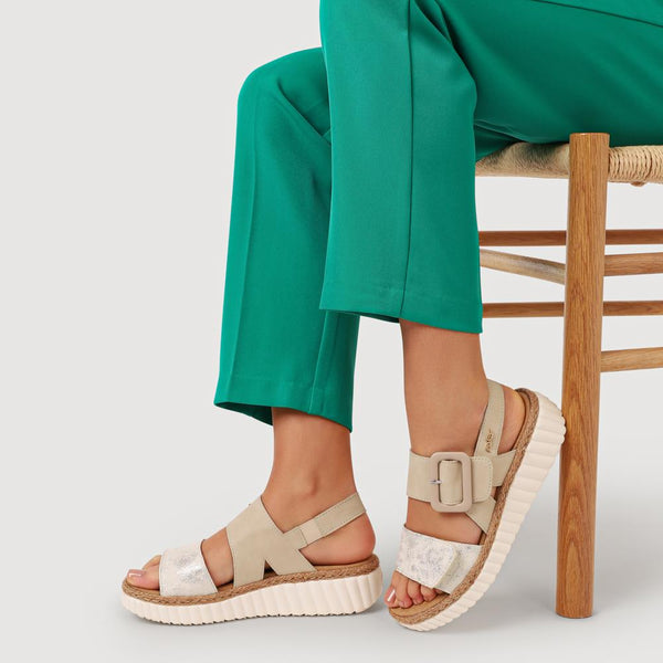 Pavers Wide-Fit Cushioned Wedge Sandals - Beige