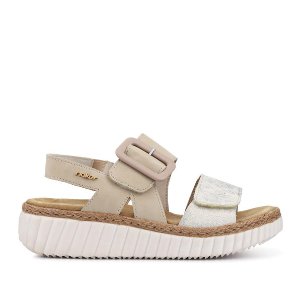 pavers Wide-Fit Cushioned Wedge Sandals - Beige