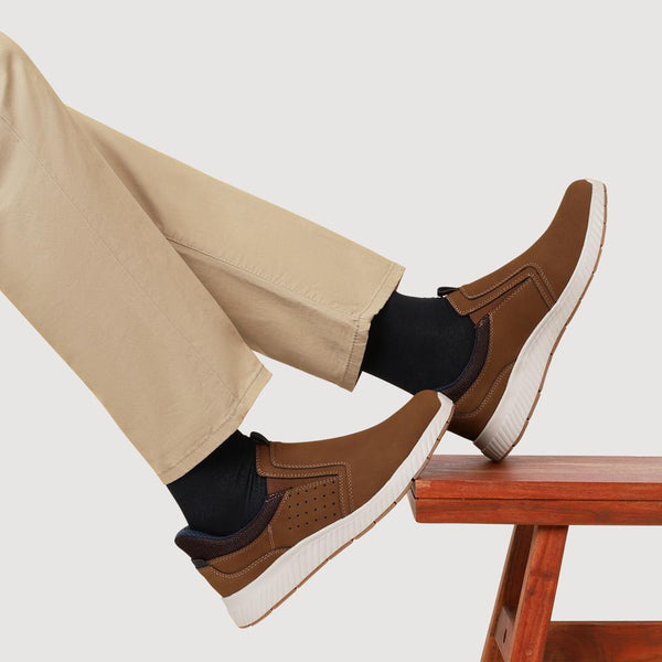 Pavers Wide Fit Elasticated Slip-On Shoes - Brown