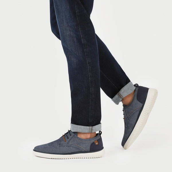 Pavers Wide-Fit Fabric Lace-Up Shoes - Navy