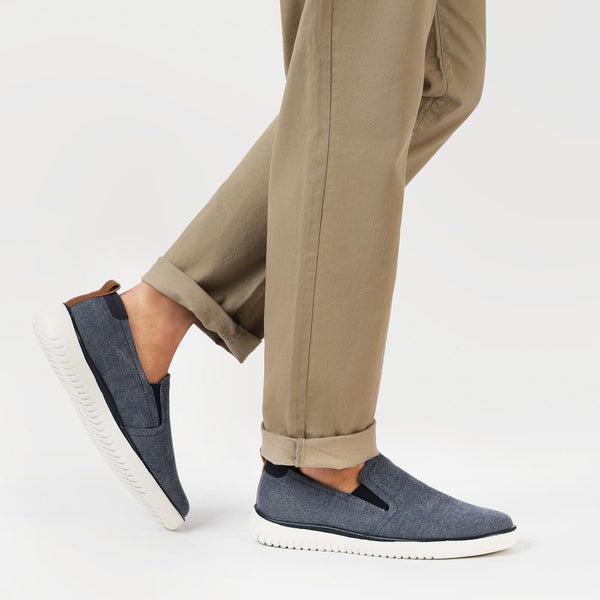 Pavers Wide-Fit Fabric Slip-On Shoes - Navy