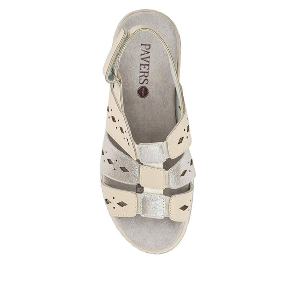 Pavers Wide Fit Flexible Sandals - Beige