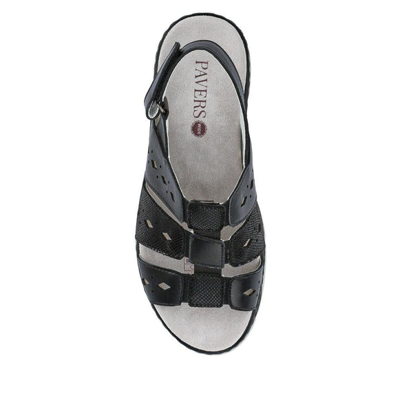 Pavers Wide Fit Flexible Sandals - Black