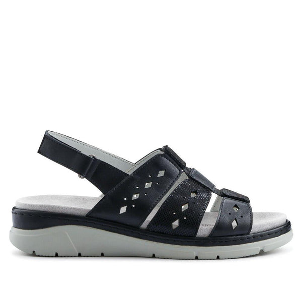 pavers Wide Fit Flexible Sandals - Black