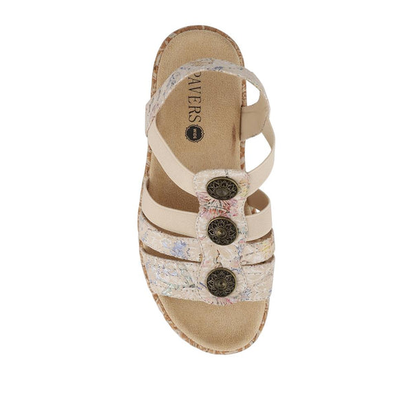 Pavers Wide Fit Floral Sandals - Beige Multi