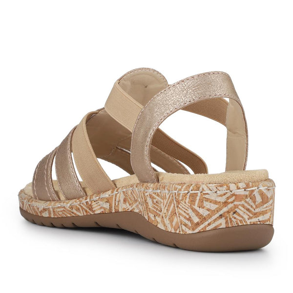 Pavers Wide Fit Floral Sandals - Gold