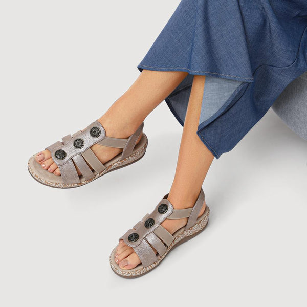 Pavers Wide Fit Floral Sandals - Gold