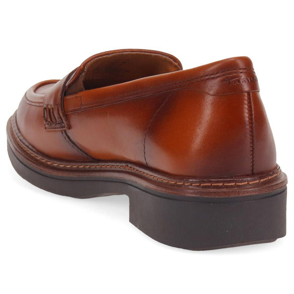 Pavers Wide-Fit Heeled Penny Loafers - Cognac