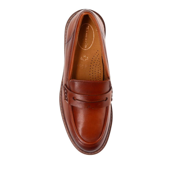 Pavers Wide-Fit Heeled Penny Loafers - Cognac