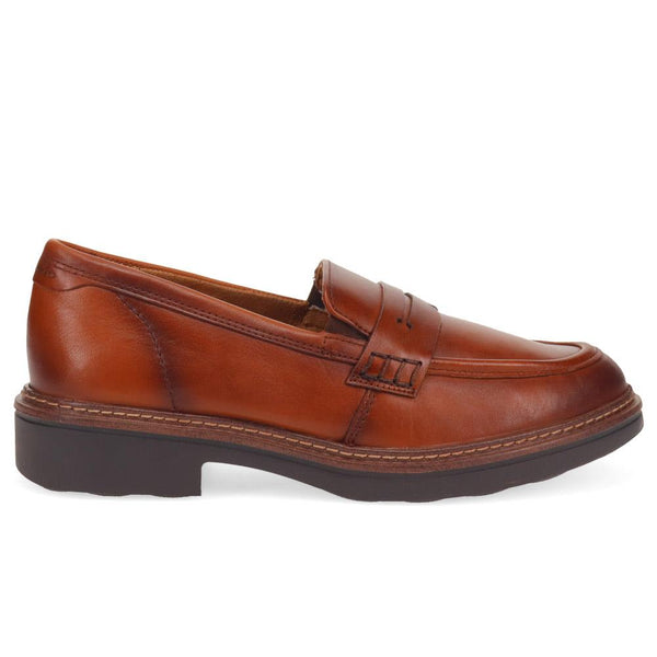 pavers Wide-Fit Heeled Penny Loafers - Cognac