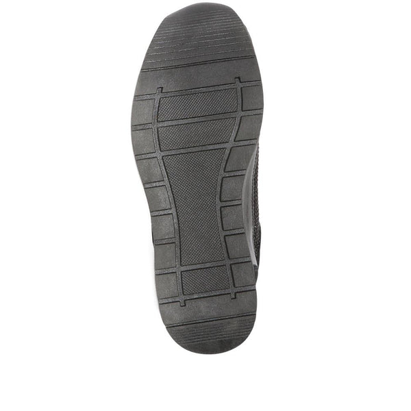 Pavers Wide Fit Lace-Up Leather Trainers - Black