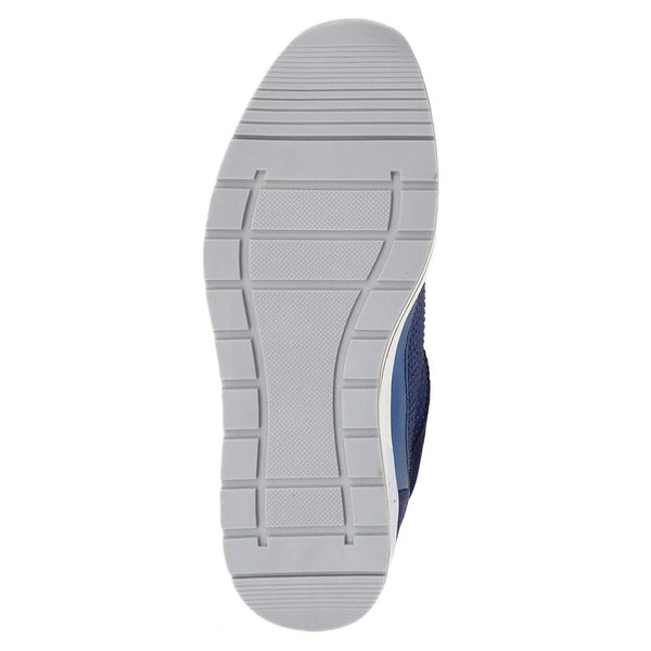 Pavers Wide Fit Lace-Up Leather Trainers - Navy