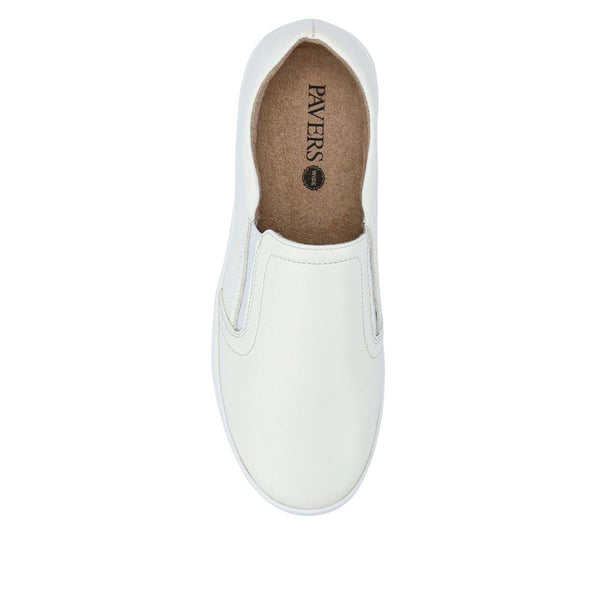 Pavers Wide Fit Ladies' Slip-On Shoes - White